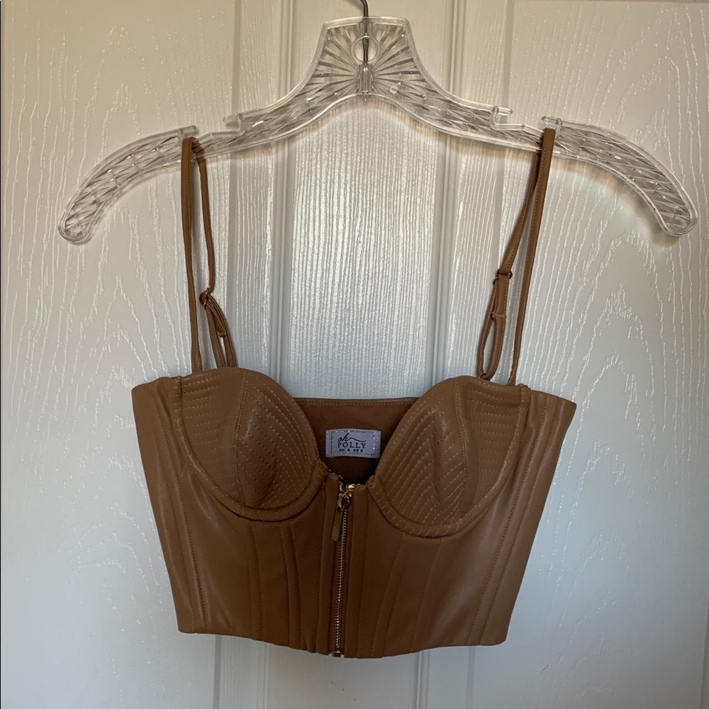 Oh Polly leather zip up corset top size XS